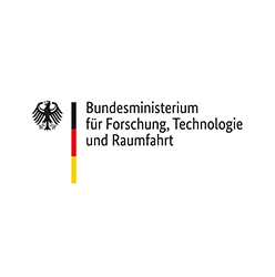 Logo des Bundesministeriums für Forschung, Technologie und Raumfahrt mit Bundesadler, schwarz-rot-goldenem Streifen und dem Schriftzug: Bundesministeriums für Forschung, Technologie und Raumfahrt